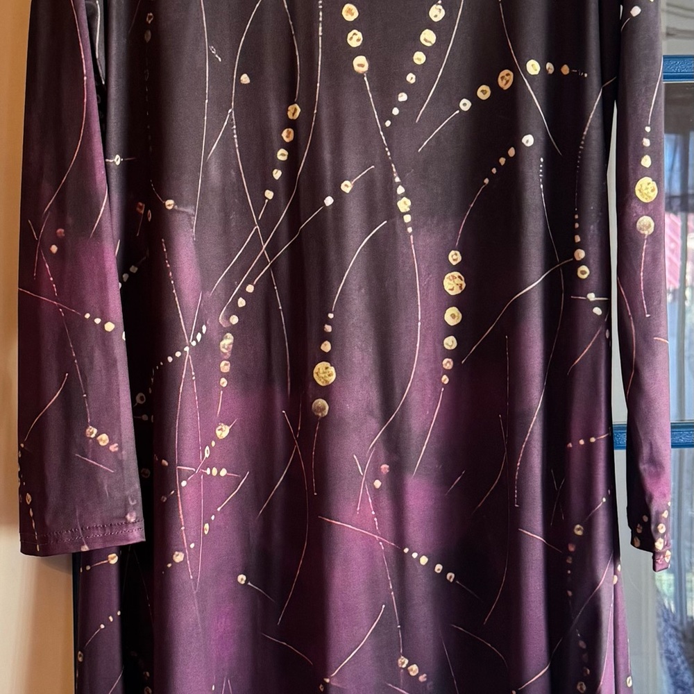 Elegant Purple and Gold Long Sleeve Dress